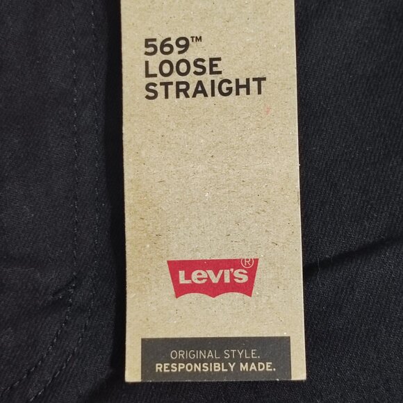 Levi's 569 jeans men's size W36(34)/ L34 black colour loose fit straight stretch - Picture 10 of 15